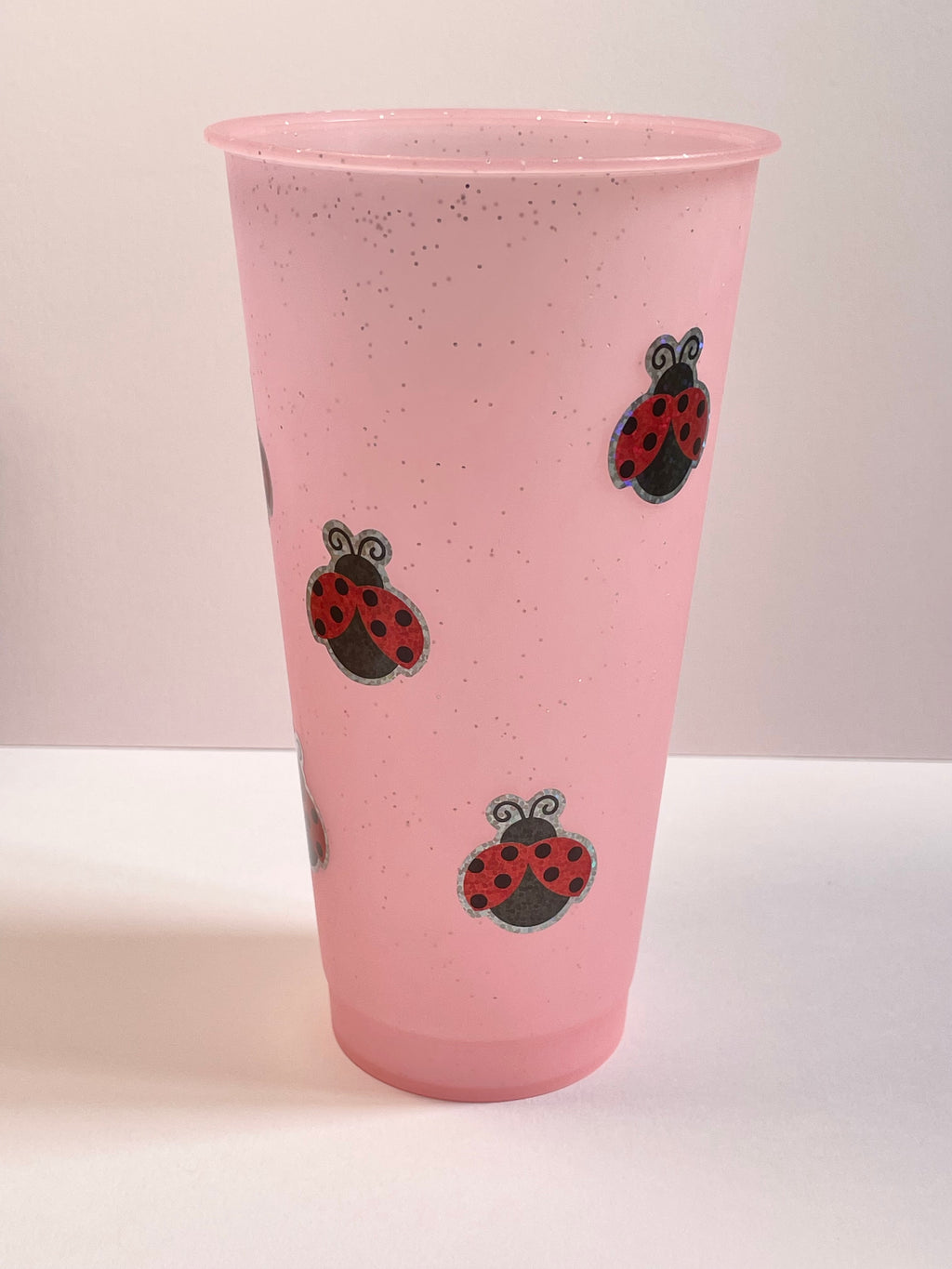Pink ladybird tumblers (700ml comes with lid and straw)