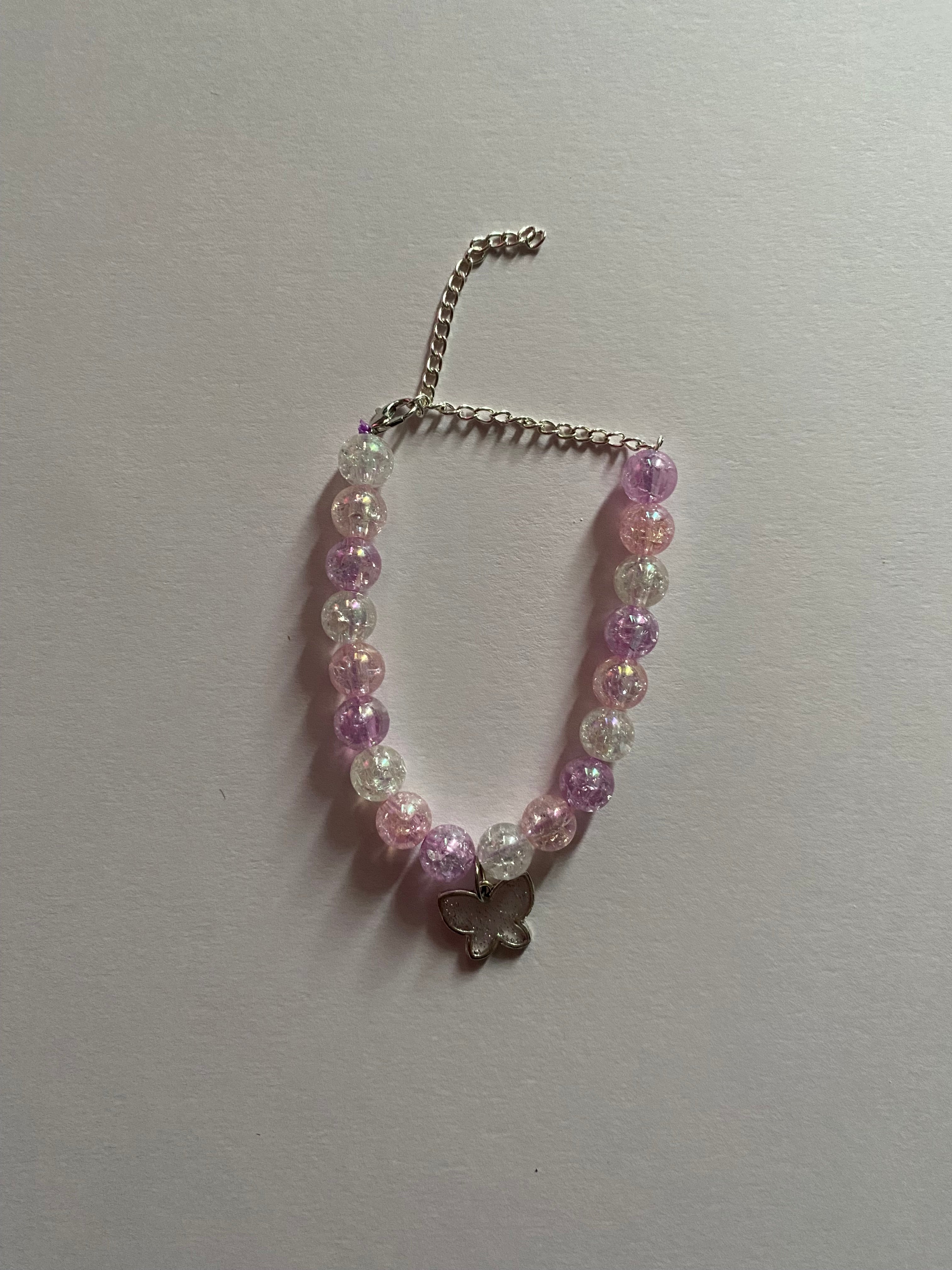 Sparkly sliver chain butterfly charm bracelet.