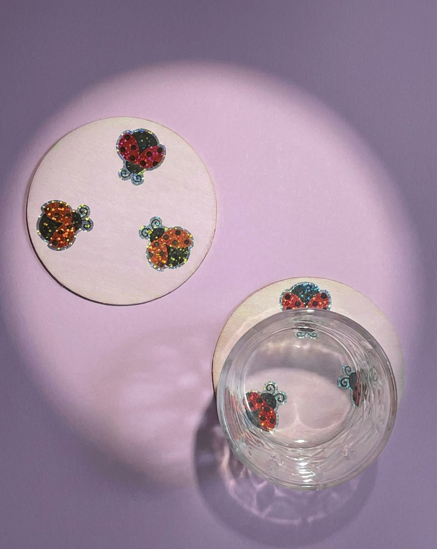Pink ladybird coaster