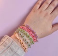 Flower beaded bracelet (adjustable)