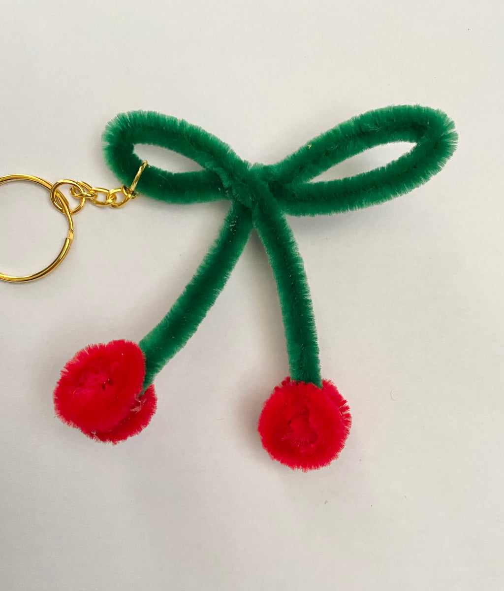 Cherry pipe cleaner keychain
