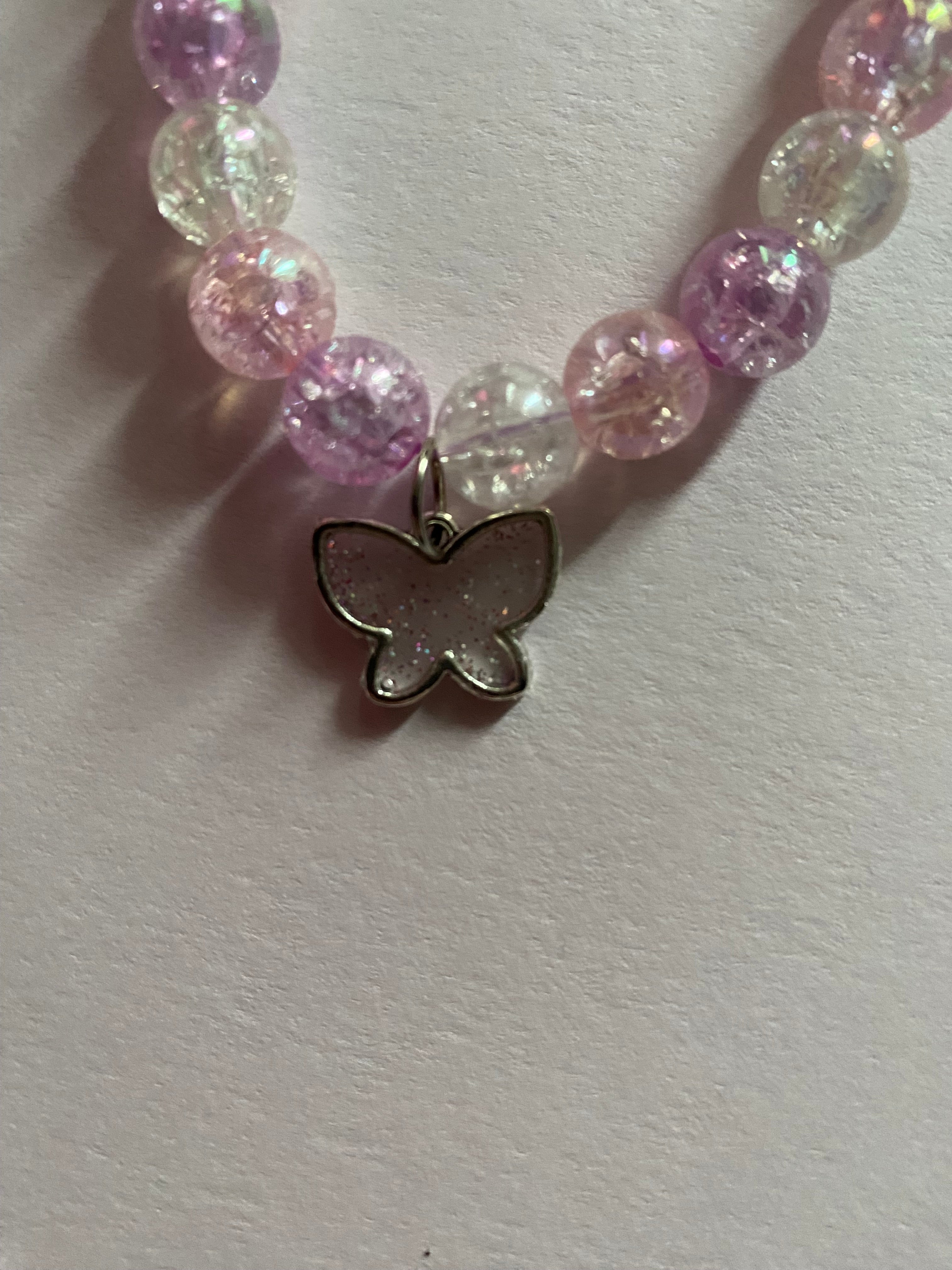Sparkly sliver chain butterfly charm bracelet.